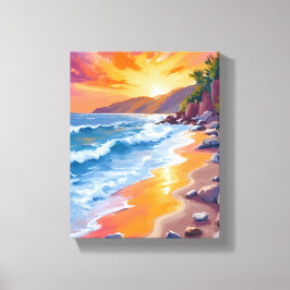 Napili Bay Zonsondergang Maui Hawaii Schilderij Canvas Afdruk