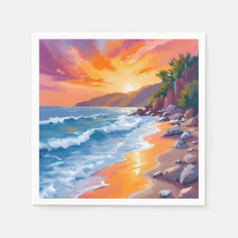 Napili Bay Zonsondergang Maui Hawaii Schilderij Servet