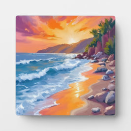 Napili Bay Zonsondergang Maui Hawaii Schilderkunst Fotoplaat