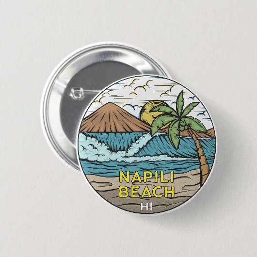 Napili Beach Hawaii  Ronde Button 5,7 Cm (Voorkant /achterkant)