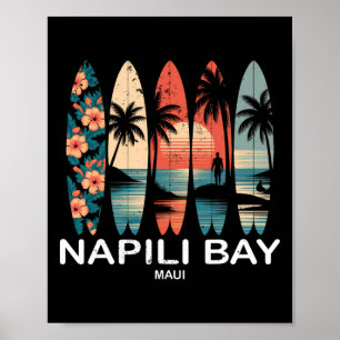 Napili Y Maui surfbord surfen retro _1 Poster