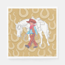 Napkin Cowboy en Paard Brown Servet