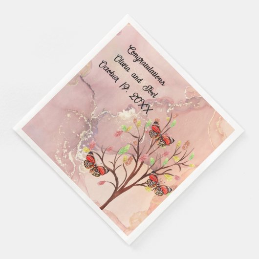 Napkin Design voor herfstbruiloft met vlinders Servet (Hoek)