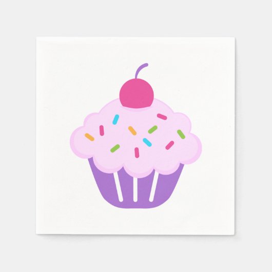 Napkin/Paarse cupcake Servet (Voorkant)