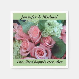 Napkin Wedding Reception Personaliseert roze rozen Servetten