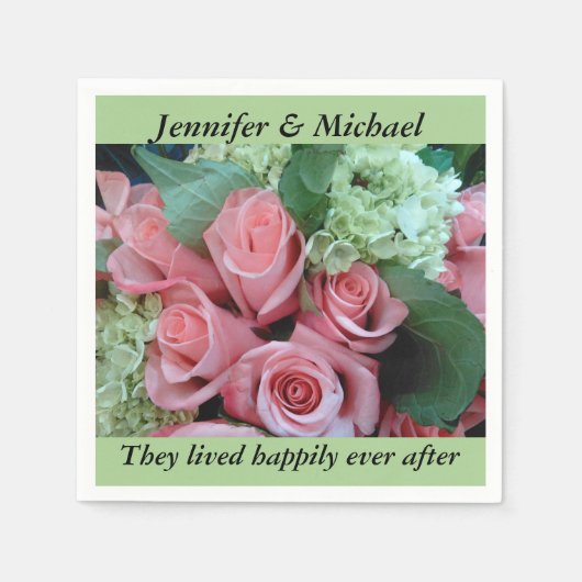 Napkin Wedding Reception Personaliseert roze rozen Servetten (Voorkant)
