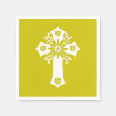 Napkins Floral Cross Yellow Servet (Voorkant)