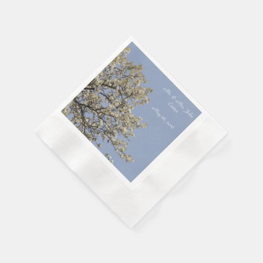 Napkins, Personaliseer de witte bloesems Servetten (Hoek)