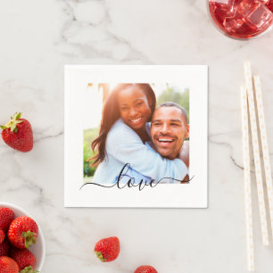 Napkins Photo Template Love Text White Servet