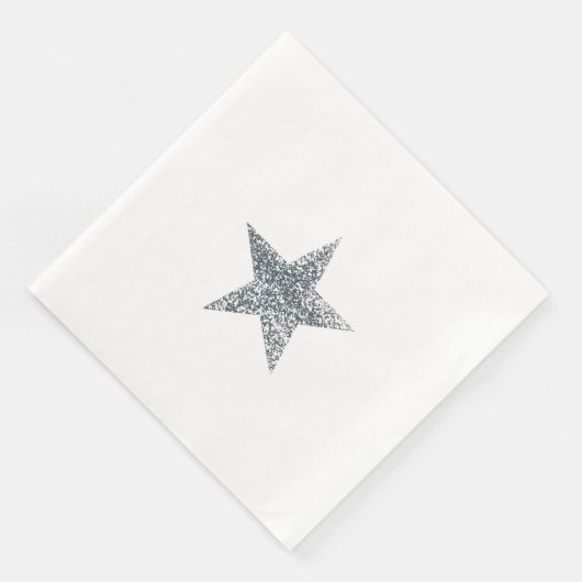 Napkins - Silver Glitter Star Servet (Hoek)