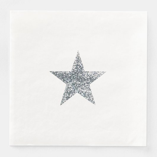 Napkins - Silver Glitter Star Servet (Voorkant)