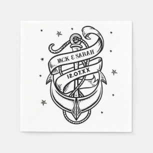 Napkins Trouwnamen Anker Tattoo Traditioneel Servet