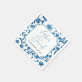 Napkins Trouwnamen Chintz Blauw & Wit Bloemen Servet (Hoek)