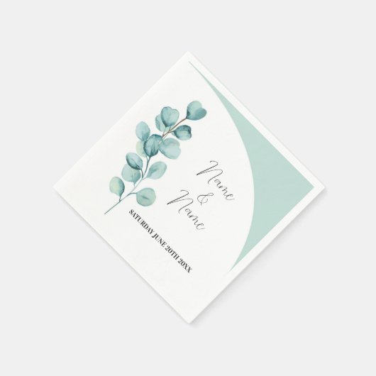 Napkins Trouwnamen Eucalyptus Leaves Mint Servet (Hoek)