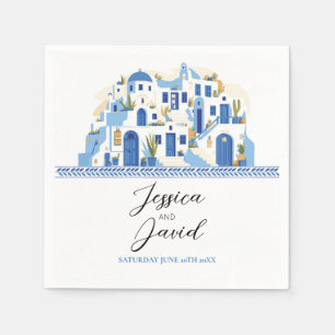 Napkins Trouwnamen Santorini Griekenland Blauw Wit Servet
