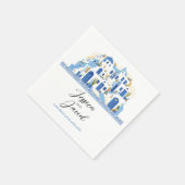 Napkins Trouwnamen Santorini Griekenland Blauw Wit Servet (Hoek)