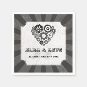 Napkins Wedding Steampunk Wedding Hearts Cogs Servet