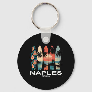 Naples Beach Florida Surfplank Surfen Retro _1 Sleutelhanger
