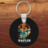 Naples Beach Florida Surfplank Surfen Retro Sleutelhanger (Voorkant)