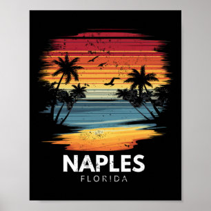 Naples Beach Florida Surfplank Surfen Vintage Poster