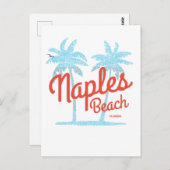 Naples Beach Florida USA koraal Blauwe Palmen Briefkaart (Voorkant / Achterkant)