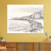 Naples cityscape sketch along beautiful bay coastl canvas afdruk (Insitu (Woonkamer))