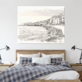 Naples cityscape sketch along beautiful bay coastl canvas afdruk (Insitu (Slaapkamer))