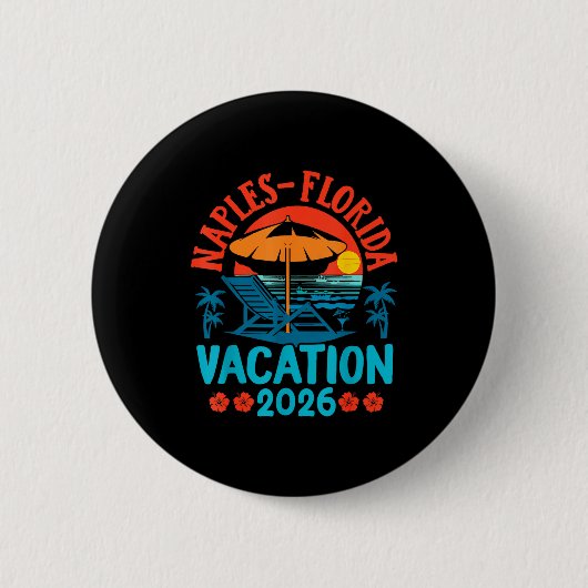 Naples Florida 2026 Family Vacation Beach Summer V Ronde Button 5,7 Cm (Voorkant)