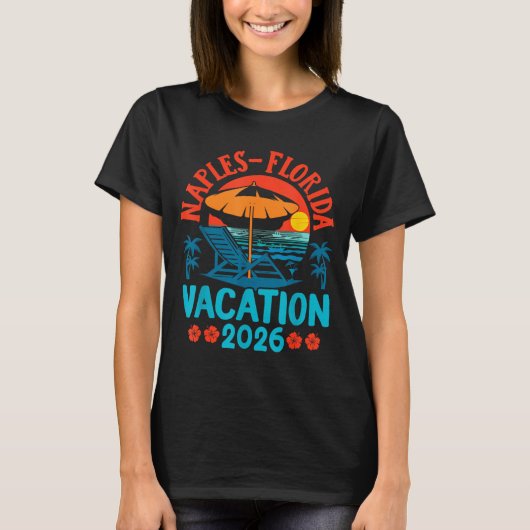 Naples Florida 2026 Family Vacation Beach Summer V T-shirt (Voorkant)