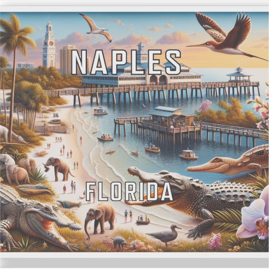 Naples Florida 3 inch Vinyl Sticker (Voorkant)