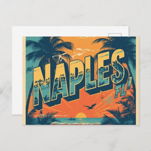 Naples florida dreaming retro briefkaart (Voorkant / Achterkant)