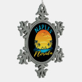 Naples Florida Palm Trees Beach Tin Sneeuwvlok Ornament (Links)