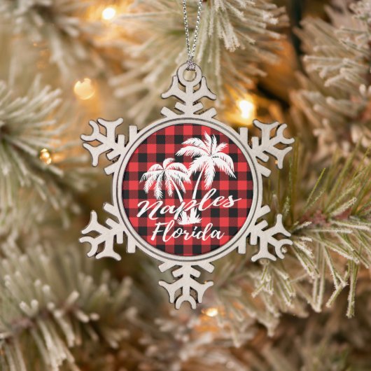 Naples Florida Palm Trees Beach Tin Sneeuwvlok Ornament (Boom)