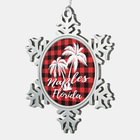 Naples Florida Palm Trees Beach Tin Sneeuwvlok Ornament (Rechts)