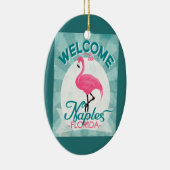 Naples Florida Pink Flamingo Retro Keramisch Ornament (Rechts)