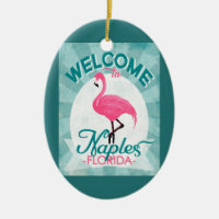 Naples Florida Pink Flamingo Retro