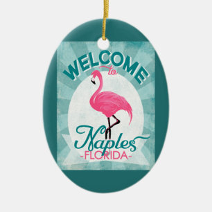Naples Florida Pink Flamingo Retro Keramisch Ornament