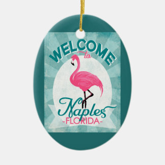 Naples Florida Pink Flamingo Retro Keramisch Ornament