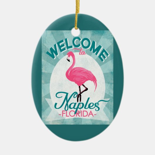 Naples Florida Pink Flamingo Retro Keramisch Ornament (Voorkant)