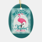 Naples Florida Pink Flamingo Retro Keramisch Ornament (Achterkant)