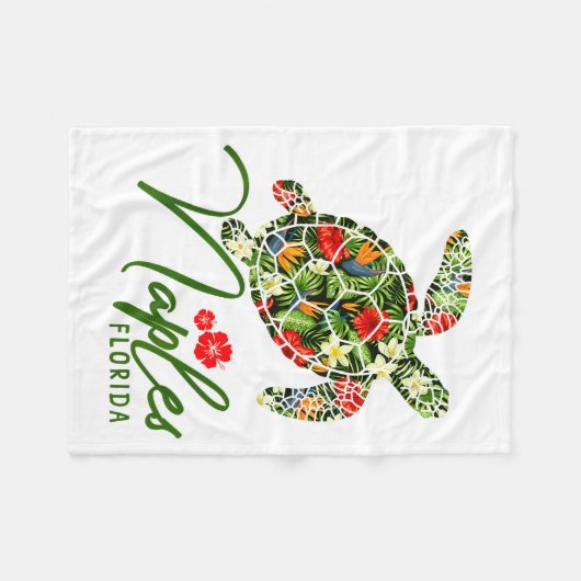 Naples Florida Sea Turtle Tropical Hibiscus Beach  Fleece Deken (Voorkant (Horizontaal))