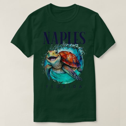 Naples Florida Waterverf Happy Zee Turtle T-shirt (Design voorkant)
