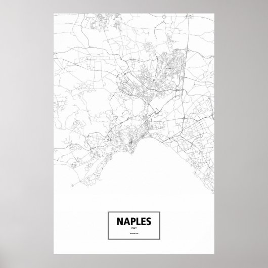 Naples, Italy (black on white) Poster (Voorkant)
