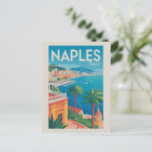 Naples Italy Illustration Travel Art Vintage Briefkaart (Staand voorkant)