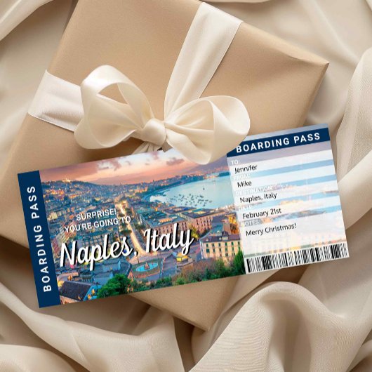 Naples Italy Trip Surprise Boarding Pass Card Kaart