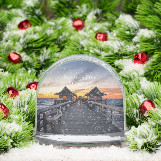 Naples Pier Florida Custom Photo Sneeuwbol (Kerstmis)