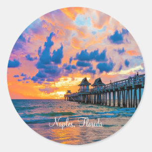 Naples Pier, Florida Ronde Sticker