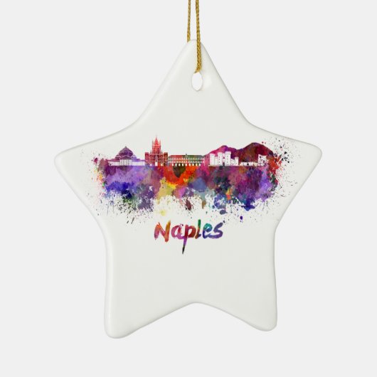 Naples skyline in watercolor keramisch ornament (Rechts)