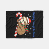 Napng Through The Snow Christmas Sloth Candy Cane Fleece Deken (Voorkant (Horizontaal))