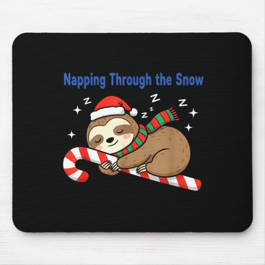 Napng Through The Snow Christmas Sloth Candy Cane Muismat (Voorkant)